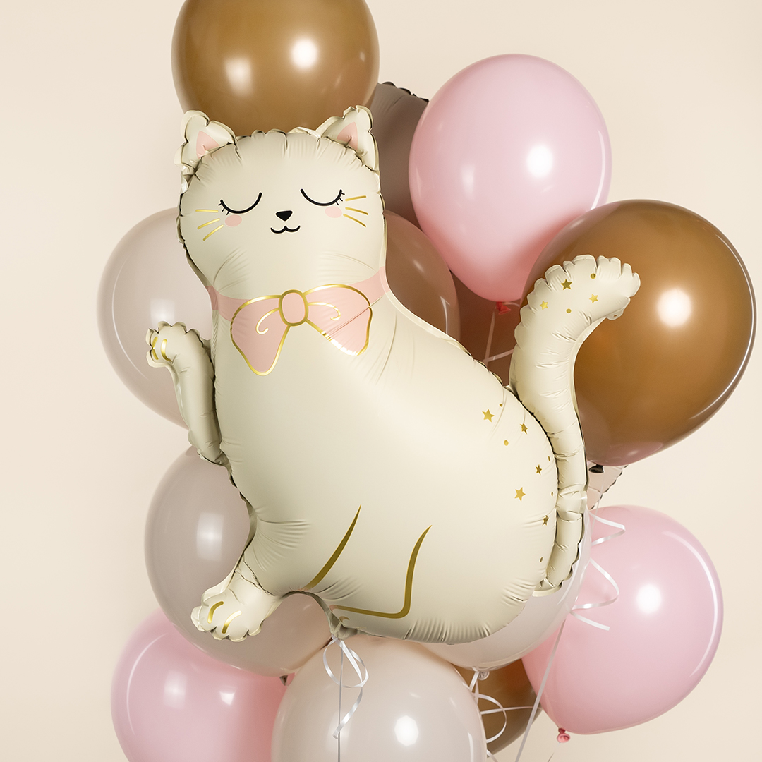 Шар (27''/69 см) Фигура, Кошечка с бантом, Сатин, 1 шт. в уп.