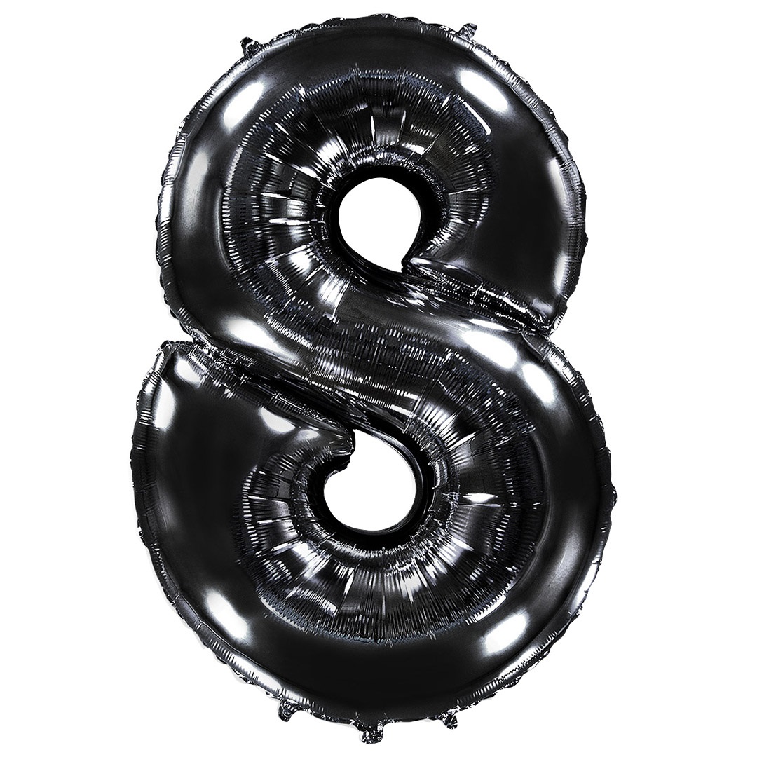 Шар (40''/102 см) Цифра, 8, Черный, 1 шт. в уп.
