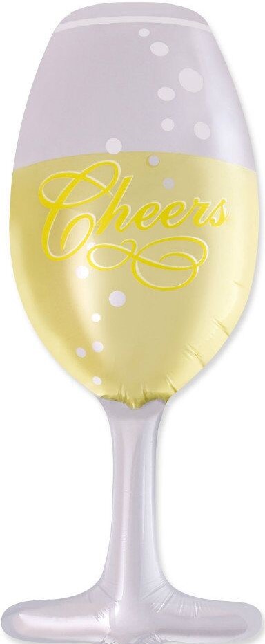 Шар с клапаном (17''/43 см) Мини-фигура, Бокал, Сверкающее Шампанское, 1 шт.