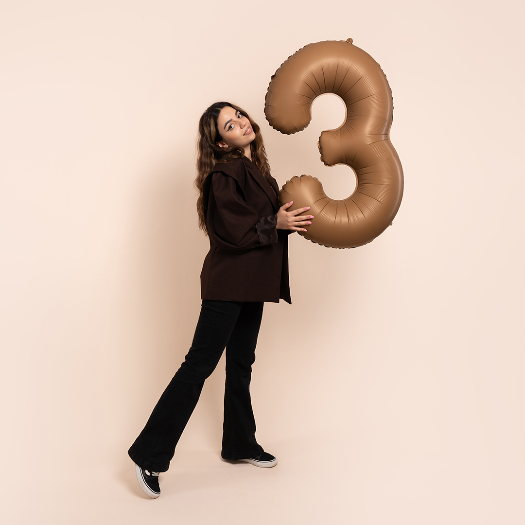 Шар (40''/102 см) Цифра, 3 Slim, Шоколад, Матовый, 1 шт. Шар (40''/102 см) Цифра, 3 Slim, Шоколад, Матовый, 1 шт.