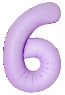 Шар (40''/102 см) Цифра, 6 Slim, Лаванда, Матовый, 1 шт. в уп.