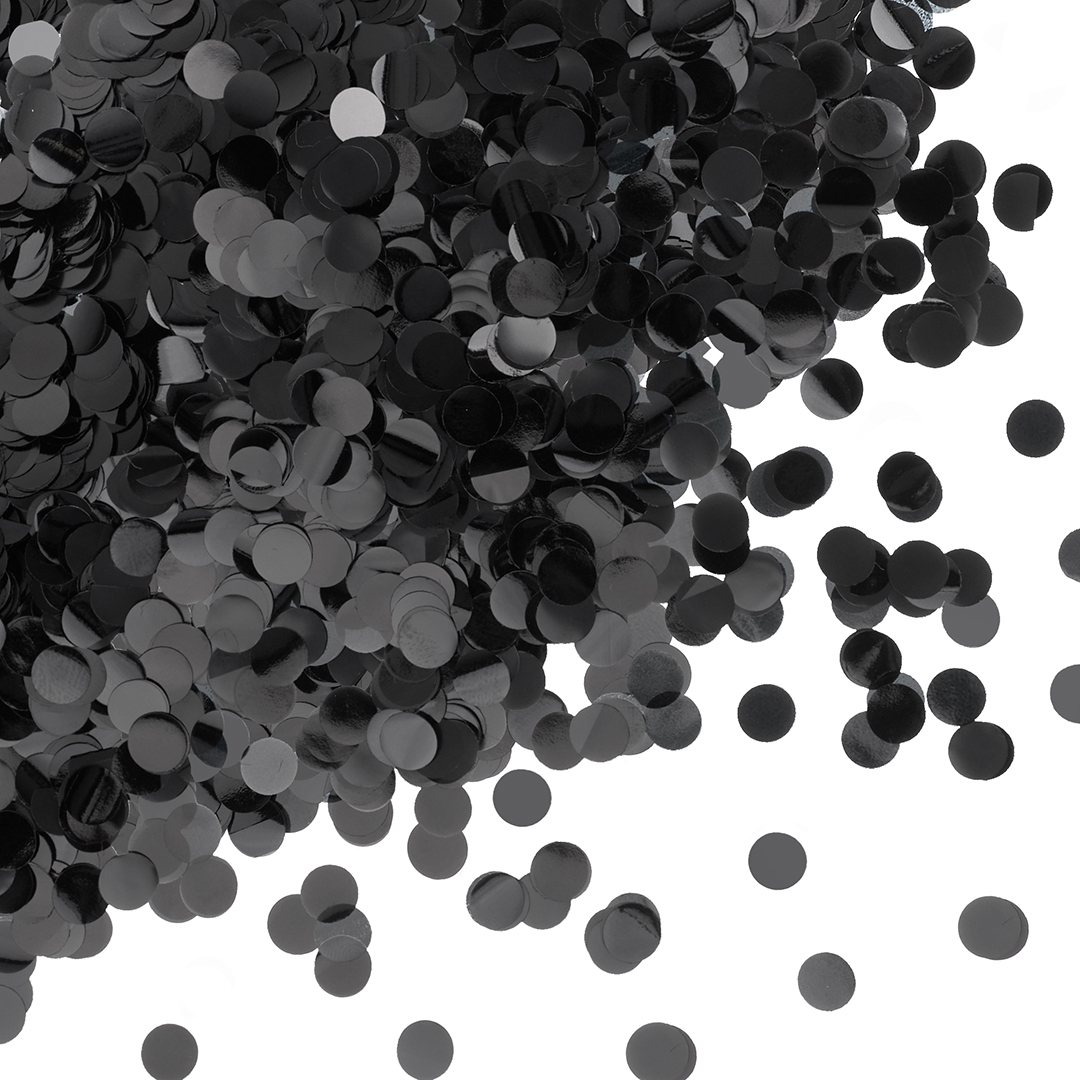 Конфетти фольга Круг, Черный, Металлик, 1 см, 50 г.
