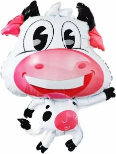 Шар (24''/61 см) Фигура, Веселая корова (надув воздухом), 1 шт.