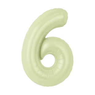Шар (40''/102 см) Цифра, 6 Slim, Пыльный лайм, 1 шт. в уп.