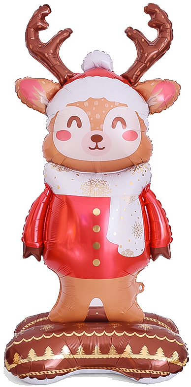 Шар 3D (59''/150 см) Фигура на подставке, Новогодний олень, 1 шт.