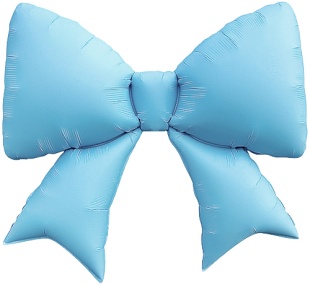 Шар (39''/99 см) Фигура, Бант, Голубой, Сатин, 1 шт. в уп.