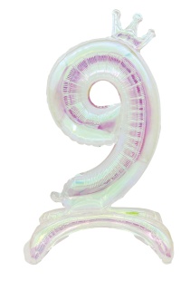 Шар (32''/81 см) Цифра на подставке, 9 Корона, Хамелеон, Хамелеон, 1 шт. в уп.
