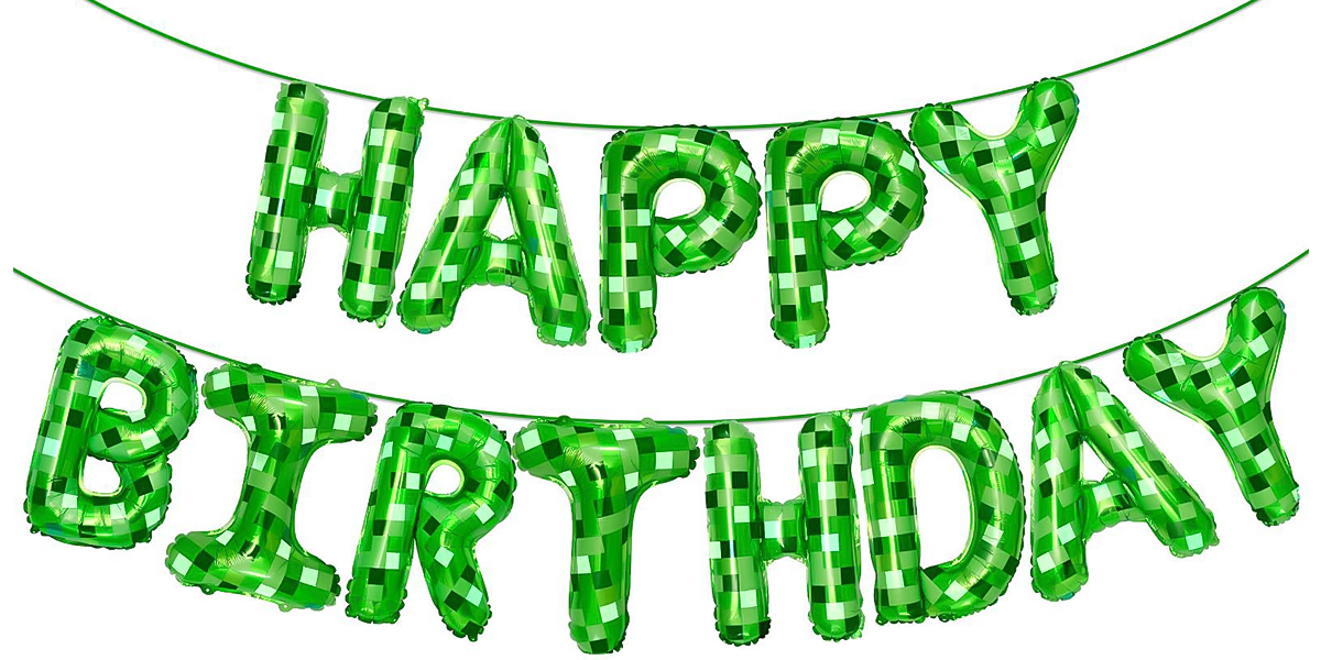 Набор шаров-букв (16''/41 см) Мини-Надпись "Happy Birthday", Пиксели, Зеленый, 1 шт.