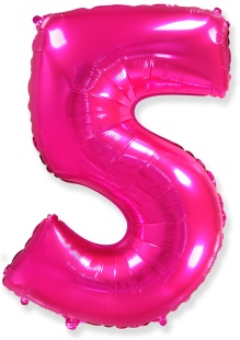 Шар (40''/102 см) Цифра, 5, Фуше, 1 шт.