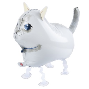 Шар 3D (25''/64 см) Ходячая Фигура, Кошка, Белый, 1 шт.