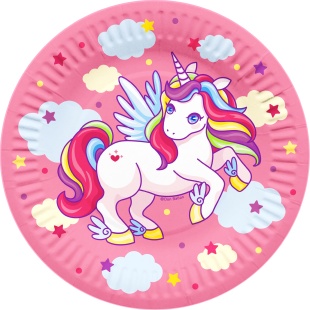 Тарелки (7''/18 см) Милый единорог, Розовый, 6 шт.