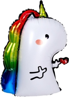 Шар (28''/71 см) Фигура, Радужный единорог с сердечком, 1 шт.