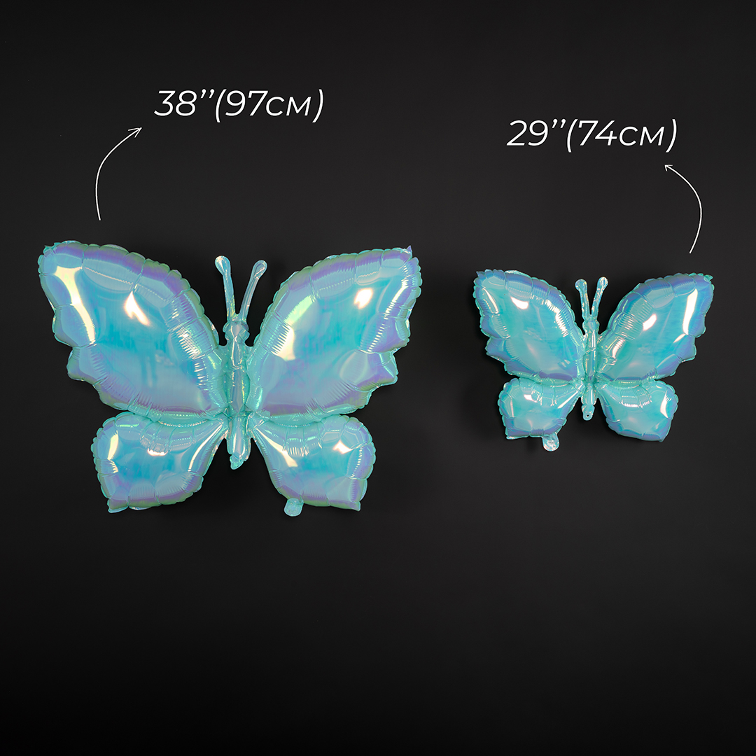 Шар (38''/97 см) Фигура, Бабочка (надув воздухом), Голубой, Хамелеон, 1 шт. в уп.