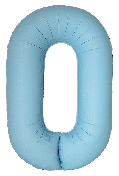 Шар (40''/102 см) Цифра, 0 Slim, Светло-голубой, Матовый, 1 шт. в уп.