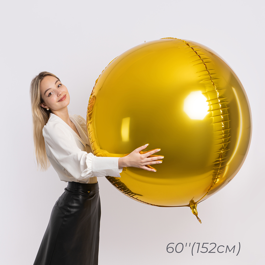 Шар 3D (60''/152 см) Сфера, Золото, 1 шт. в уп.