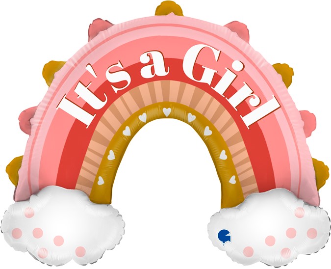 Шар (31''/79 см) Фигура, Радуга для девочки, Розовый, 1 шт.