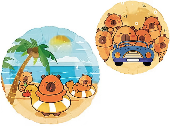 Шар (18''/46 см) Круг, Капибара, Дизайн №2, 1 шт.