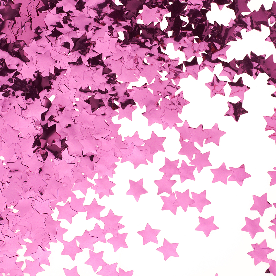 Конфетти фольга Звезда, Розовый, Металлик, 1,5 см, 50 г.