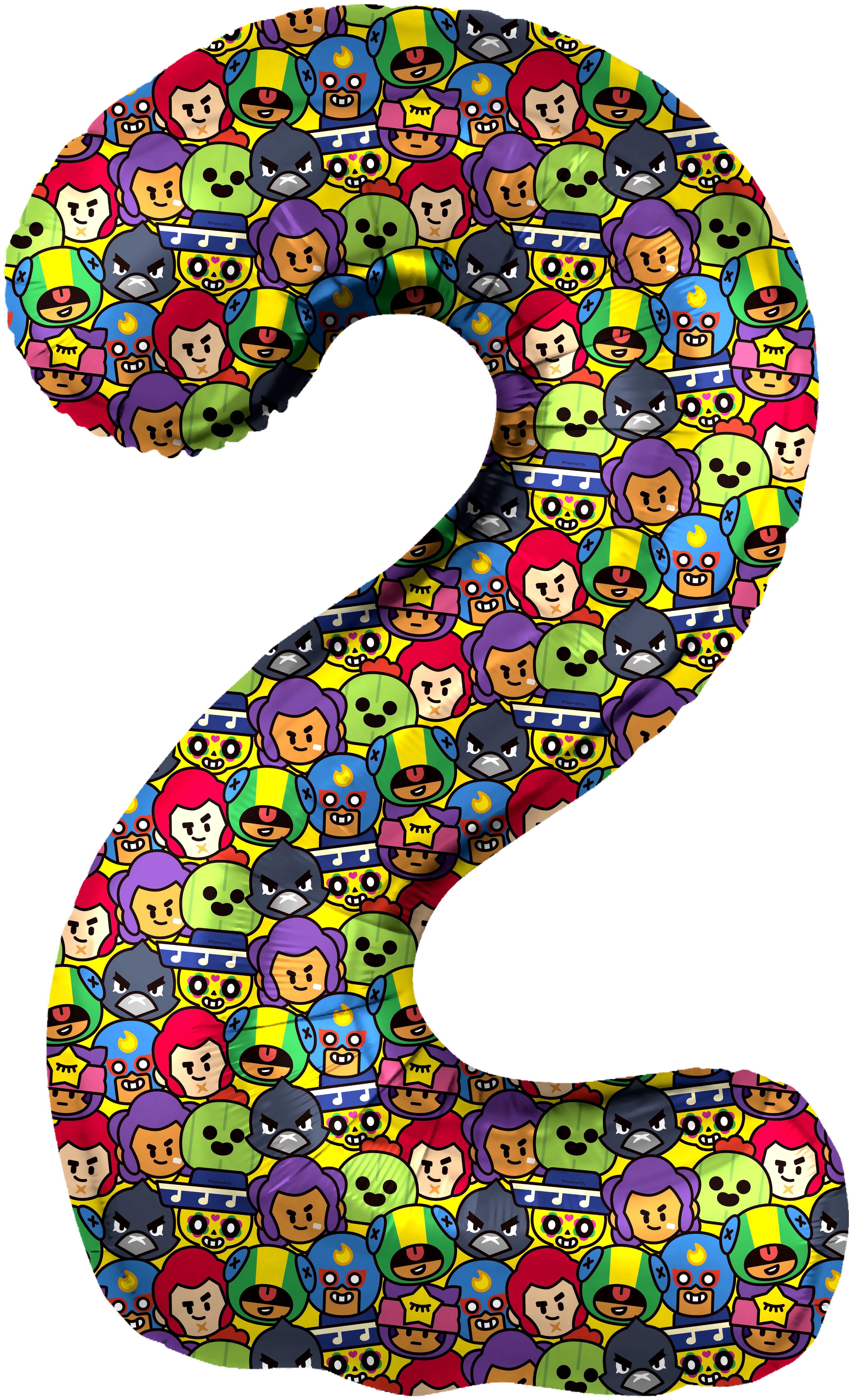 Шар (34''/86 см) Цифра, 2 Бравл Старс, 1 шт. в уп.