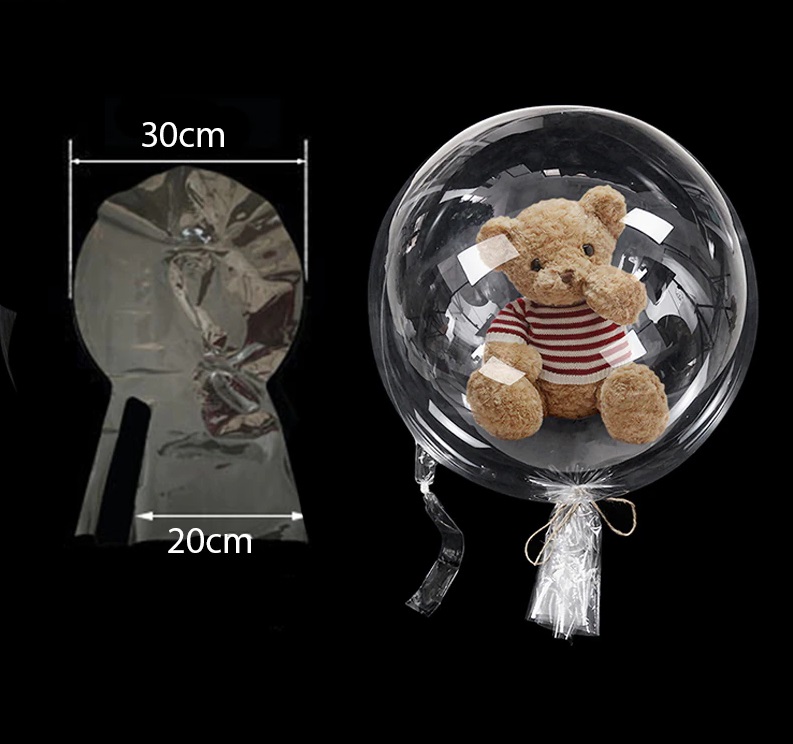 Шар (22''/56 см) Сфера, Deco Bubble (синяя упаковка), Wide Tail, Прозрачный, Кристалл, 5 шт. в уп.