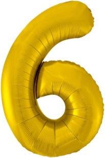 Шар (34''/86 см) Цифра, 6, Золото, 1 шт. в уп.
