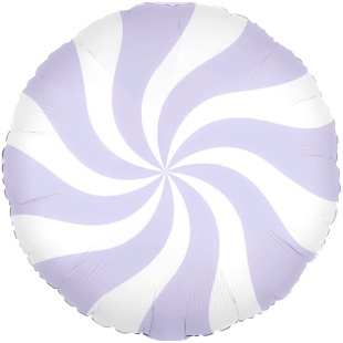 Шар (18''/46 см) Круг, Леденец, Сиреневый/Белый, 1 шт. в уп.