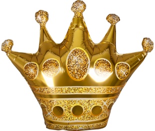 Шар (25''/64 см) Фигура, Корона, Золото, 1 шт.