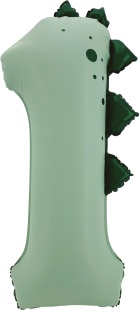 Шар (42''/107 см) Цифра, 1 Динозаврик, Зеленый, Сатин, 1 шт. в уп.