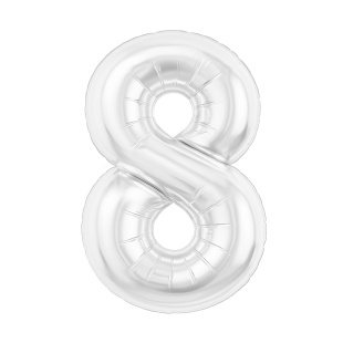 Шар (40''/102 см) Цифра, 8 Slim, Белый блеск, 1 шт. в уп.