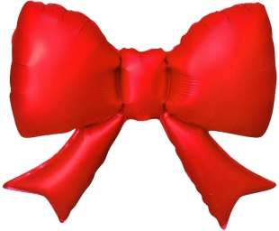 Шар с клапаном (21''/53 см) Фигура, Бант (надув воздухом), Красный, Сатин, 5 шт. в уп.