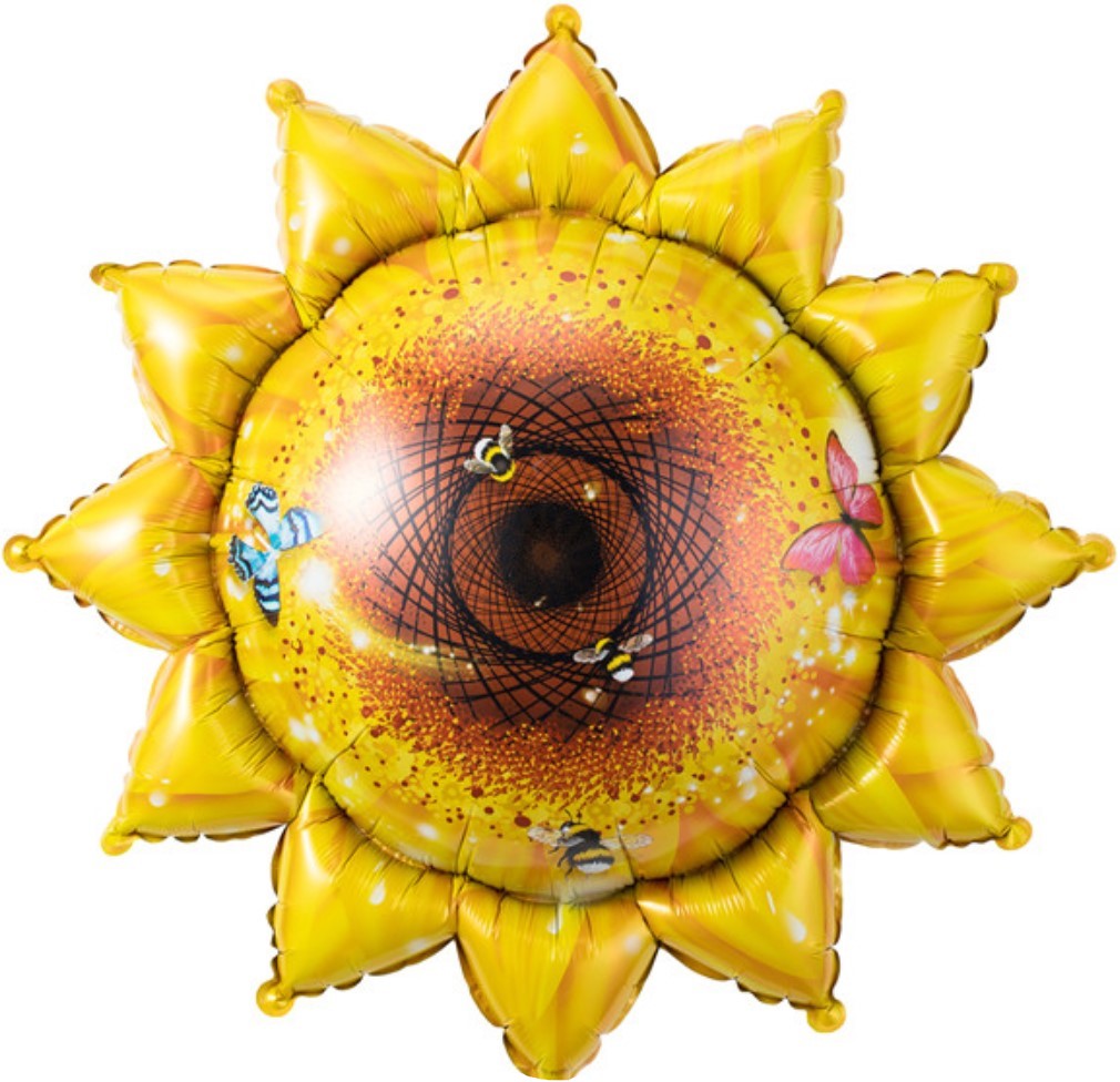 Шар (28''/71 см) Цветок, Подсолнух, Желтый, 1 шт.