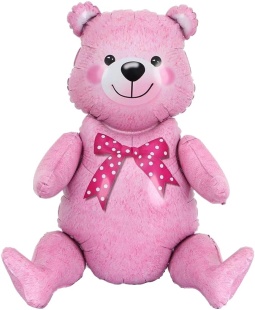 Шар 3D (22''/56 см) Фигура, Сидячий мишка, Розовый, 1 шт. в уп.