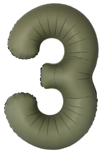 Шар (40''/102 см) Цифра, 3 Slim, Оливковый, Матовый, 1 шт. в уп.