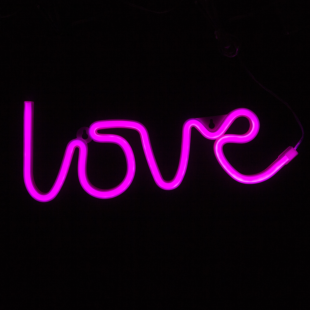 Световая надпись Love, 13*35 см. Розовый, 1 шт.