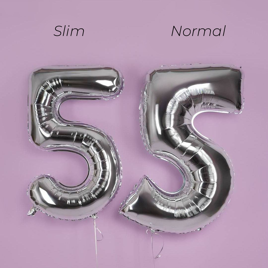 Шар (40''/102 см) Цифра, 5 Slim, Серебро, 1 шт.