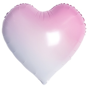 Шар (18''/46 см) Сердце, Белый/Розовый, Градиент, 1 шт.