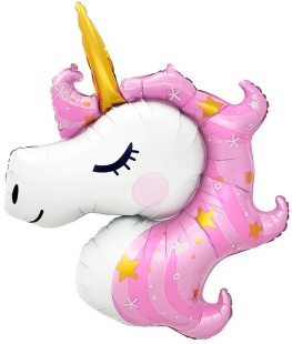 Шар (43''/109 см) Фигура, Голова, Звездный Единорог, Розовый, 1 шт.