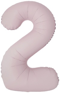 Шар (40''/102 см) Цифра, 2 Slim, Пыльная роза, Сатин, 1 шт. в уп.