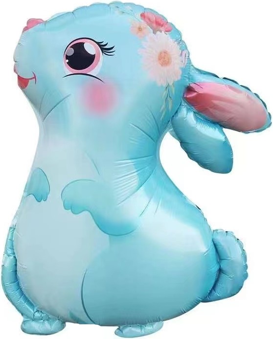 Шар (28''/71 см) Фигура, Милый зайка, Голубой, 1 шт.