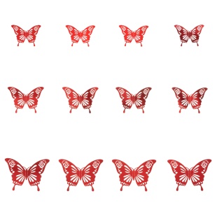 Наклейки Цветочные бабочки, Красный, 8-12 см*12 шт, 1 упак.