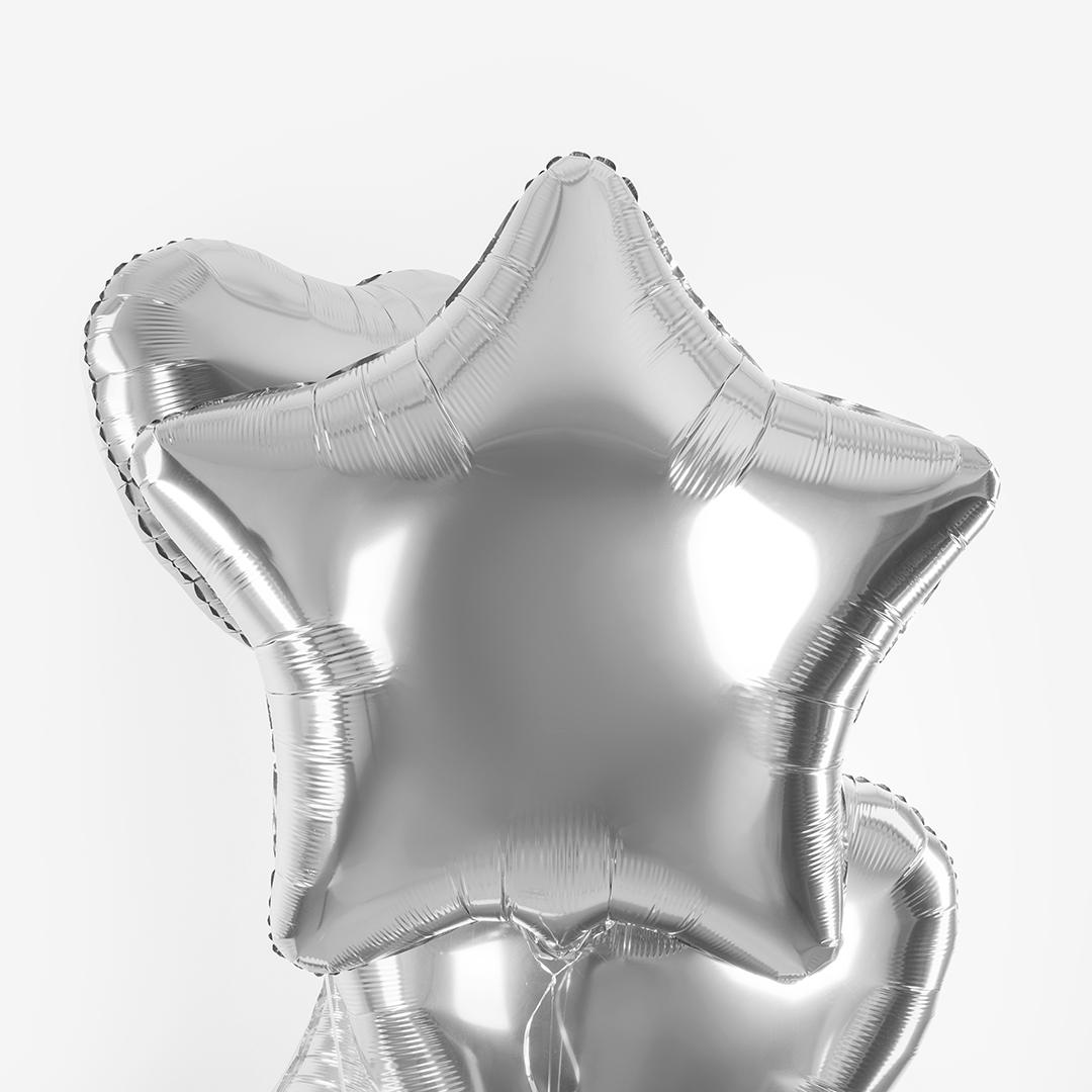 Шар (32''/81 см) Звезда, Серебро, Металлик, 1 шт.