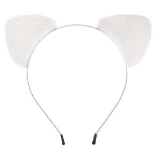 Ободок, Пушистые ушки - фурри, Белый, 1 шт. 
