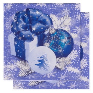Сервировочные салфетки, Новогодняя композиция, Синий, 33*33 см, 20 шт.