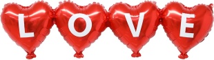 Шар Гирлянда (39''/99 см) Сердце, LOVE, Красный, 1 шт. в уп.