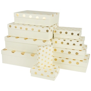 Набор коробок Золотой горох, Кремовый, Металлик, 37*27*11 см, 10 шт. в упак. 