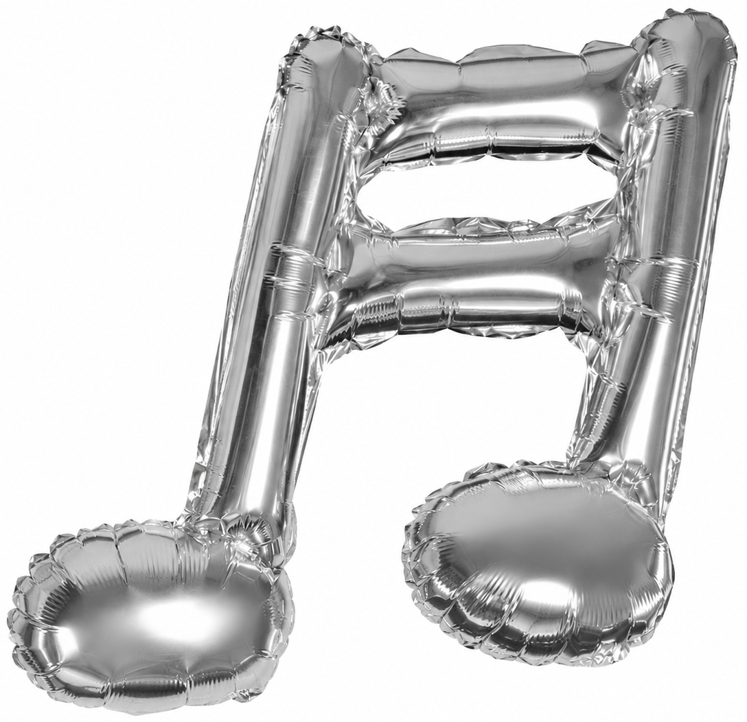 Шар с клапаном (16''/41 см) Мини-фигура, Нота двойная, Серебро, 5 шт. в уп.