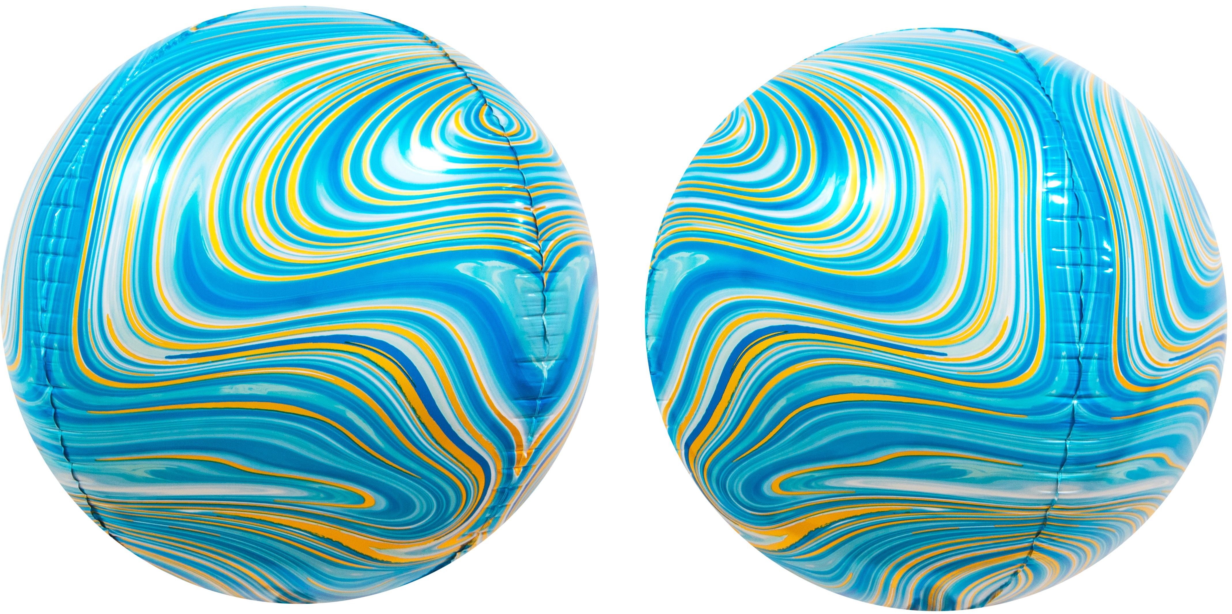 Шар 3D (24''/61 см) Сфера, Мраморная иллюзия, Голубой, Агат, 1 шт.