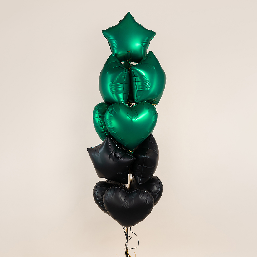 Шар (18''/46 см) Сердце, Черный, Сатин, 1 шт.