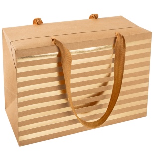 Пакет-коробка, Крафт 230гр, Роскошь золота, Дизайн №4, Металлик, 16*23*11 см, 1 шт.