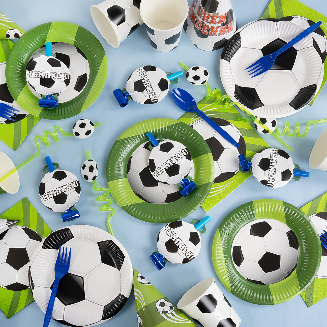 Карнавальные язычки гудки, Футбол, 11 см, 6 шт. в упак. 